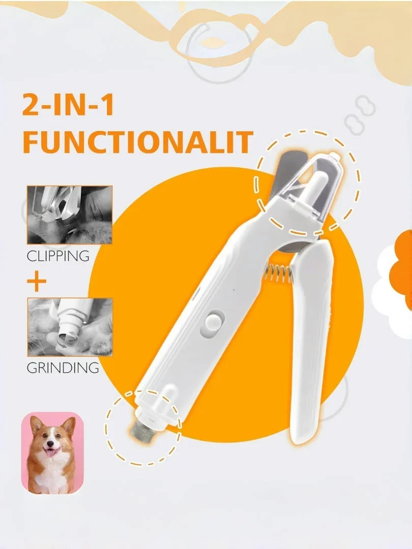 

Quiet Pet Nail Grinder with 2 LED Lights, Low Noise Nail Clippers Grinder for Large Medium Small Dogs and Cats, Safe Painless Gr