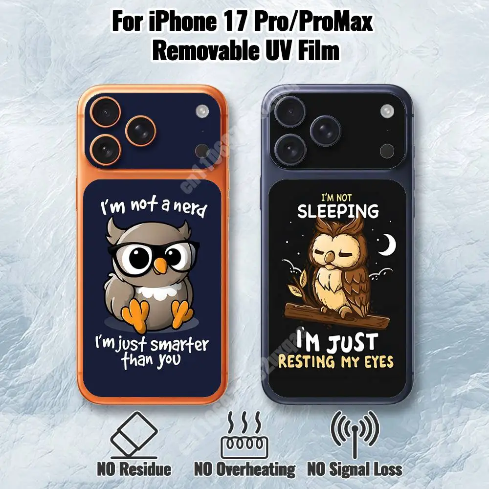 

Cartoon Owl Wisdom Bird Removable UV Film for iPhone 17 Pro 17 ProMax HD Back Sticker