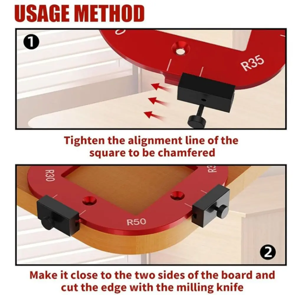 1/2Pcs 4 in 1 Arc Angle Positioning Template Reusable Portable Router Template Tool Aluminum Alloy Corner Radius Jig Woodworking