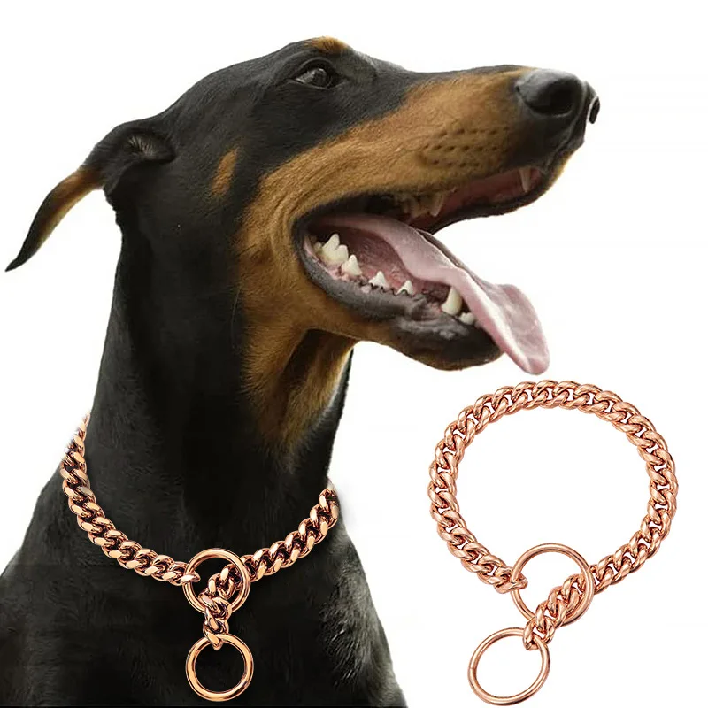 Dog Chain Collar 10MM Stainless Steel Metal Anti-slip Puppy Dog Collar Large Dog Puppy Pet Necklace Decoration