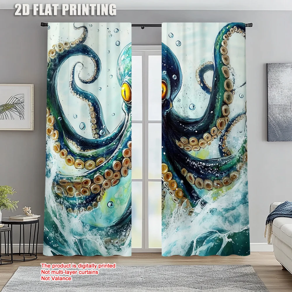 

2pc, Party Curtain Octopus Versatile Polyester Fabric,Without Electricity Spring Party & Holiday Decor Use for Holiday Home