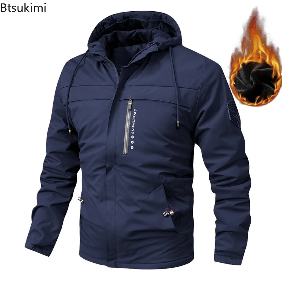 2025 Men's Winter Velvet Jacket Thickened Warm Casual Anti Cold Imitation Lamb Fleece Hooded Work Jacket Fashion Male Clothing