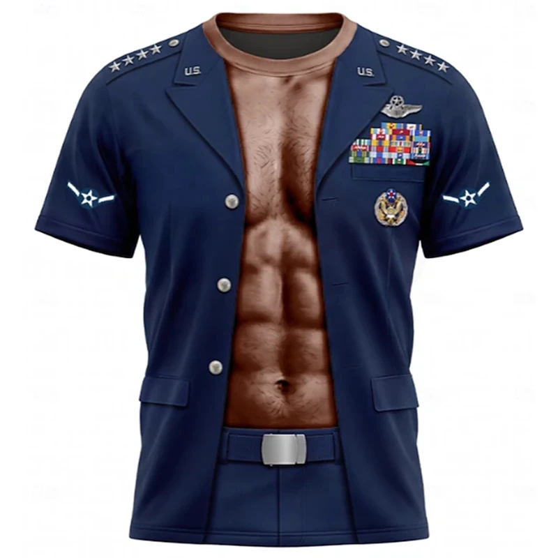 Fun Men's T-Shirts Printed T-Shirts Cosplay 3D Military-Style T-Shirts Crew Neck Men's Adult Sizes Beach & Vacation