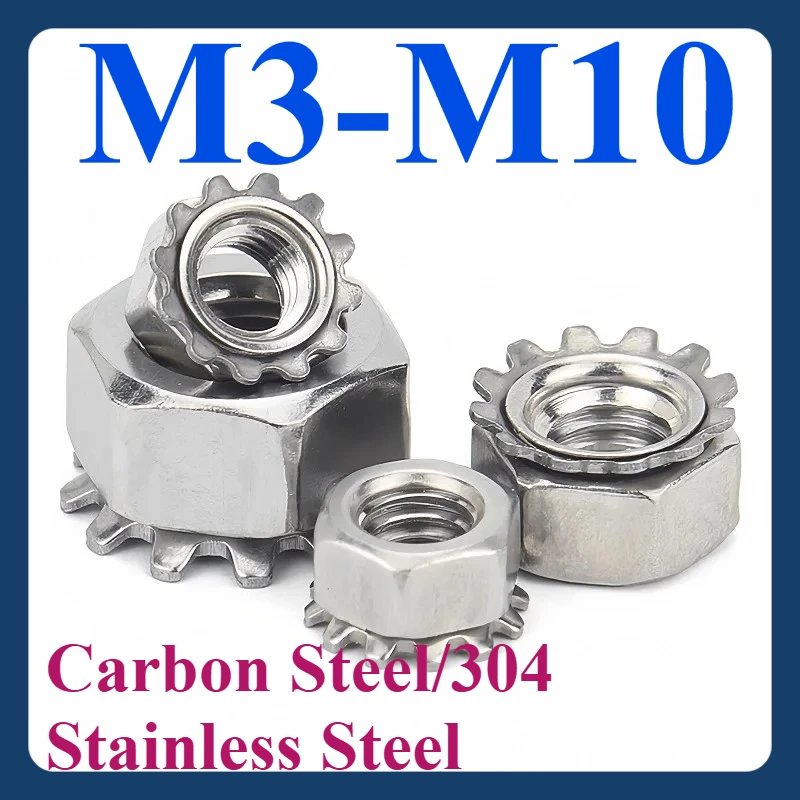 

M3 M4 M5 M6 M8 M10 Carbon steel (white catalpa)/304 stainless steel k-nuts k-nuts with teeth