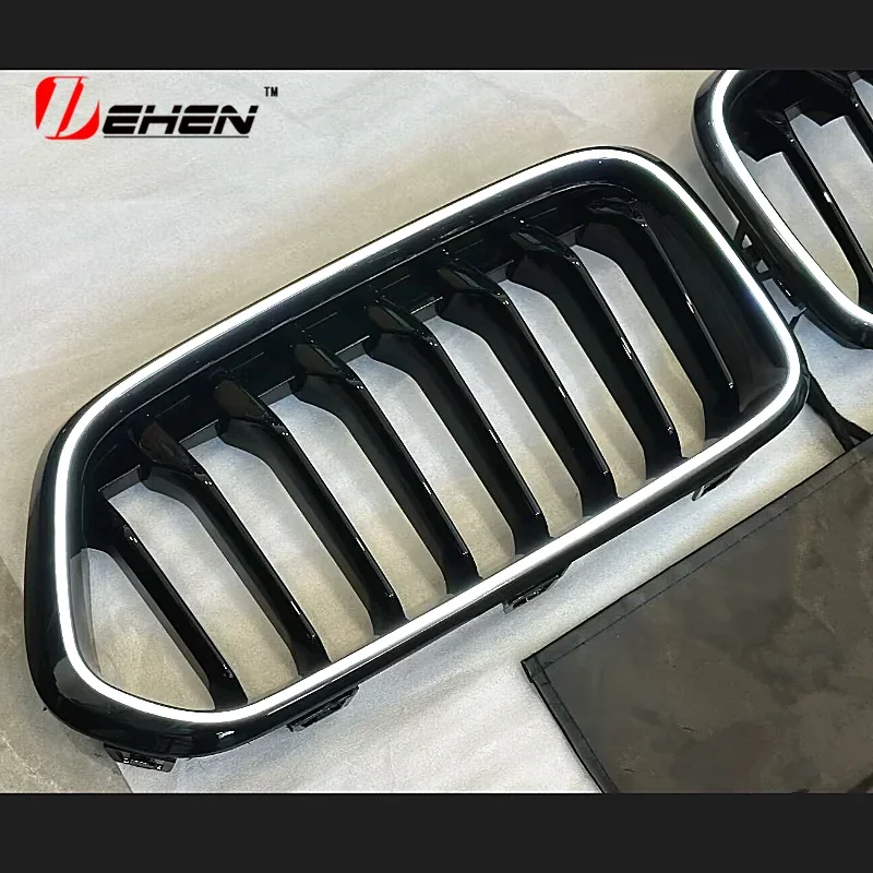 Car LED Front Grille for BMW 2018-2022 F39 X2 Replacement Glossy Black Luminous Racing Grill Light Accessories