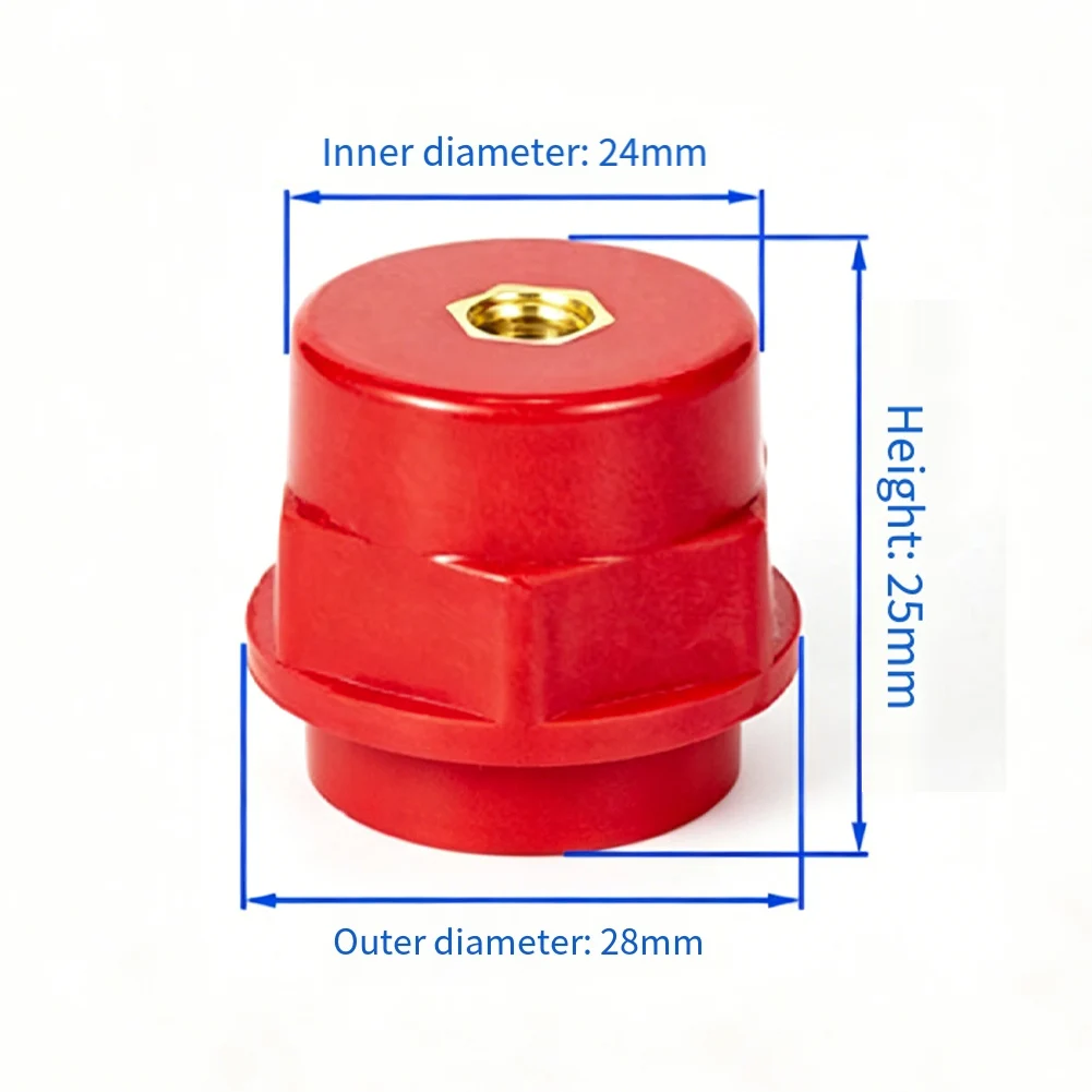 10pcs Red Busbar Insulators SM-25 for m6 BMC Material Cylindrical Spacer for Copper Aluminum Busbar Fixing in Power Cabinets