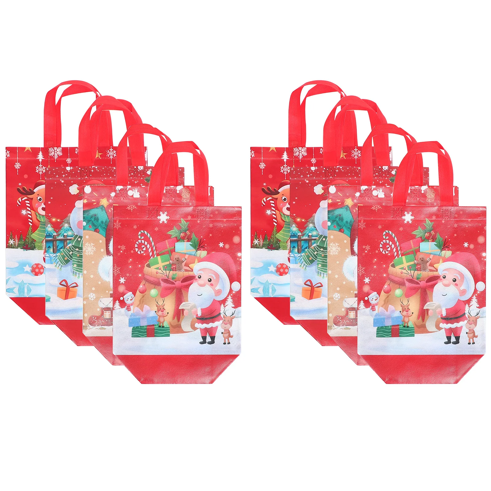 

8 Pcs Shopping Tote Bag Capacity Bags Lattice Resuable Fabric Non-woven Convenient for Holiday Woman The