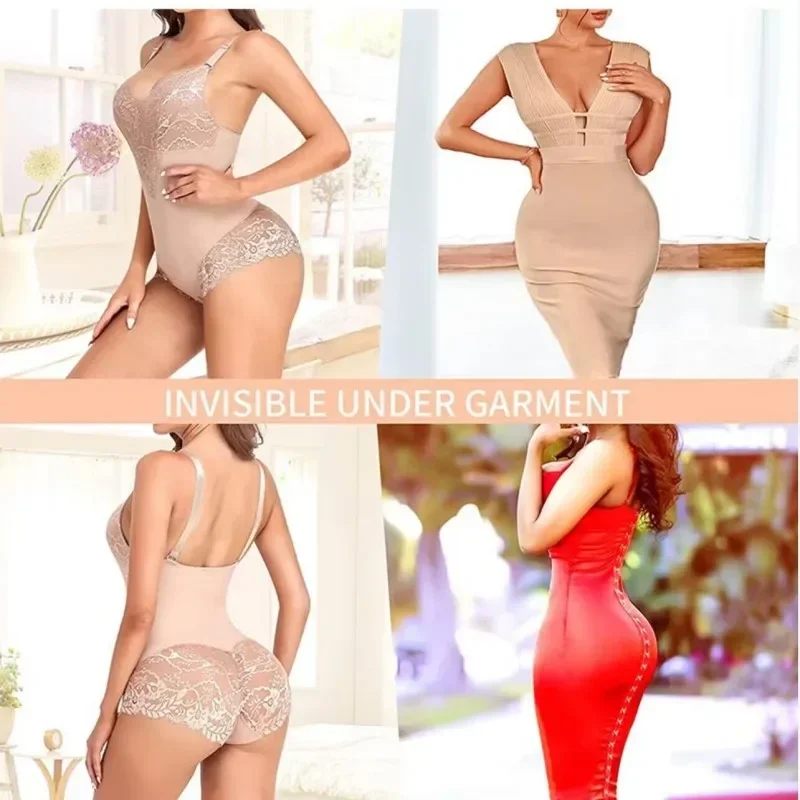 Sexy Lace V Neck Spaghetti Strap Bodysuits Snap Open Crotch Light Control Body Suit Sexy Jumpsuit Daily Wearing Underwear