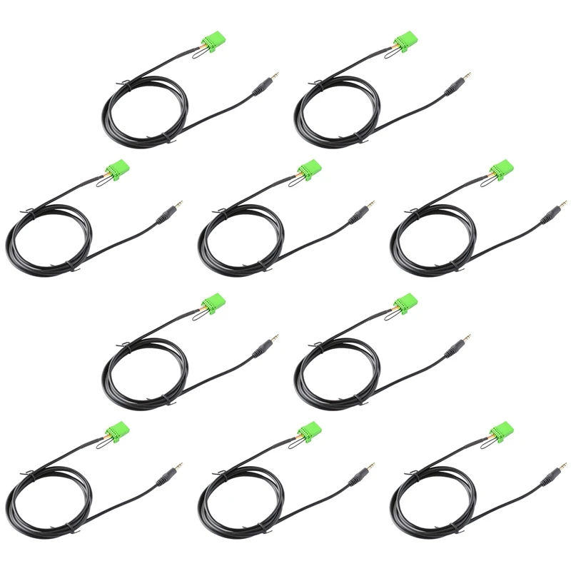 

10X 6Pin Green Connector Stereo 3.5MM Jack Audio Aux-In MP3 Cable Wire For Honda Jazz Fit 2002-2006