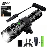 Professional LED Flashlight for Hunting Tactical Night Scout Lights Set L2 Fish Light USB Rechargeable Waterproof Torch