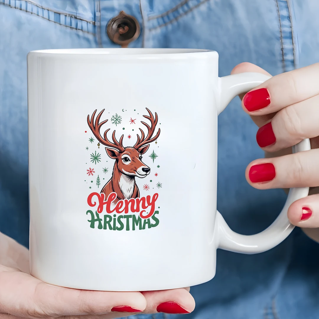 

11oz Christmas Deer Cartoon Mug Kids Cold & Hot Drink Cup Christmas Gift Family Office Cup