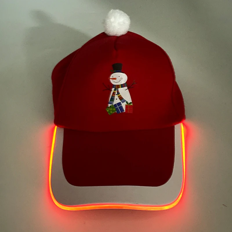 Gorra de béisbol de Navidad brillante, decoración navideña, juguetes de regalo, alce iluminado, muñeco de nieve, sombrero de árbol de Navidad, divertido juguete de Año Nuevo