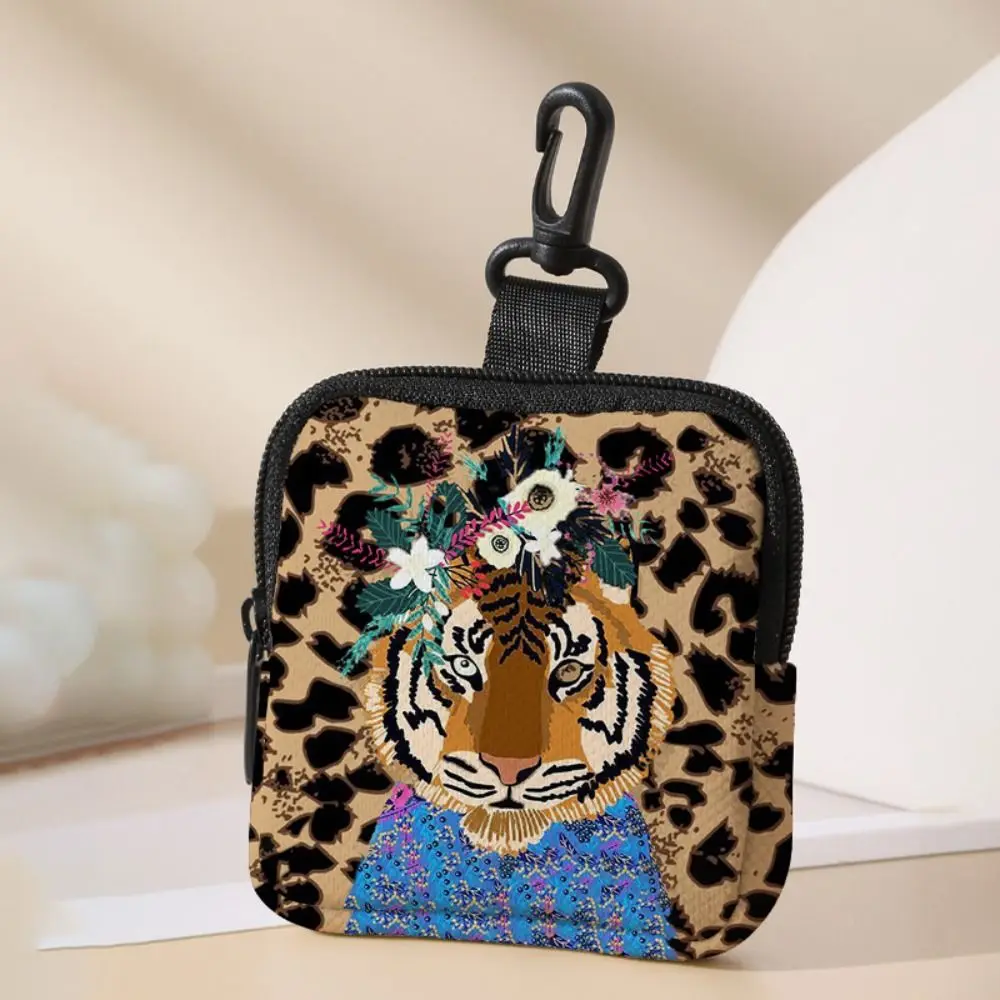 Cool Tiger Leopard Print Coin Purse Multifunctional Mini Earphone Bag Waterproof Wallet