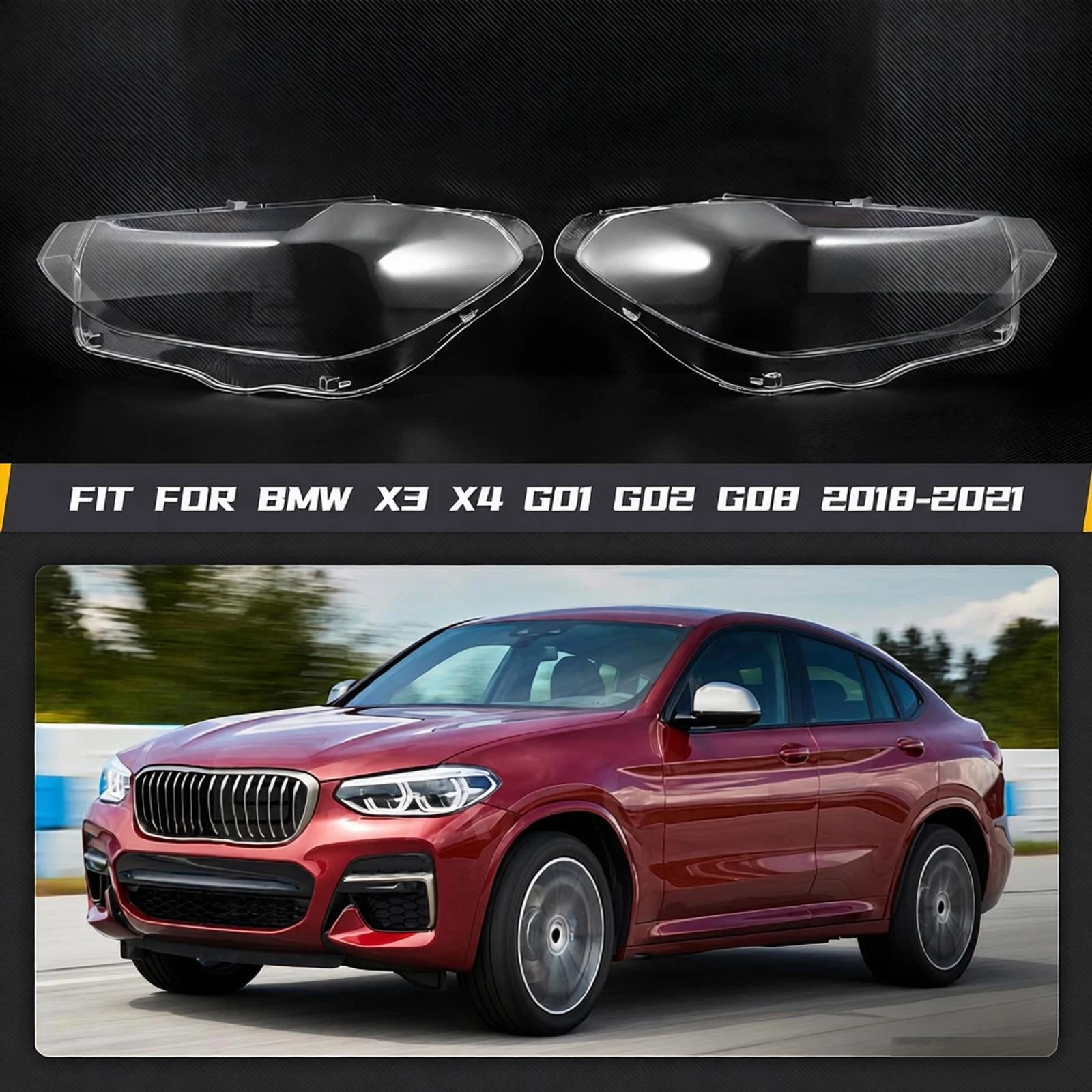 

1Pair Car Front Headlight Cover For BMW X3 X4 G01 G02 G08 2018 2019 2020 2021 Transparent Lampshdade Headlamp Shell