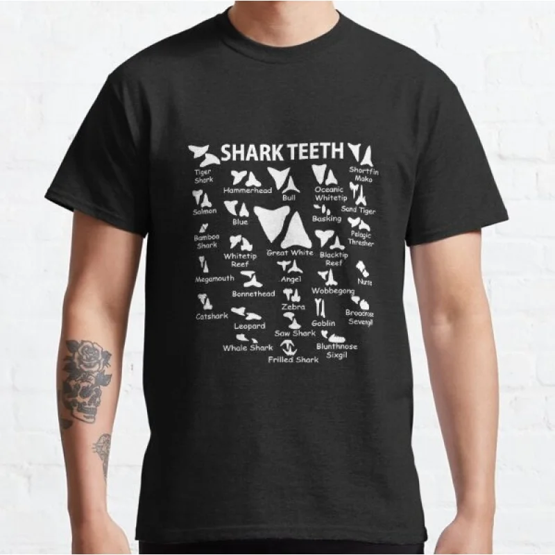 

Types Of Sharkth I Species Of Sharks Gift Short Sleeve t shirt Vintage Graphic Tee 100% cotton printed clothes All size Tops