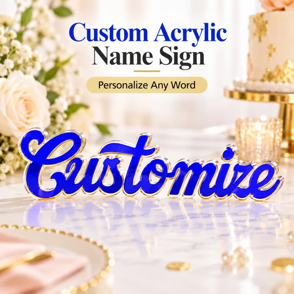 1PC Custom Acrylic Name Sign Personalized Word Letter Decor 2mm Clear Acrylic Table Sign for Wedding Birthday Party Home Display