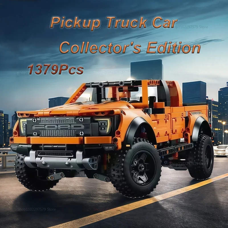 

New 1300+PCS Educational Building Blocks F-150 Pickup Truck Racing MOC Technology Building Blocks Model Car Brick Toys Kids Gift