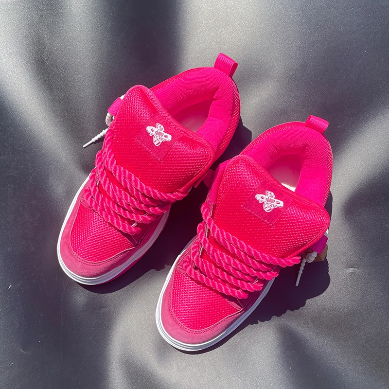 

New Casual Versatile Fashion Low-Top Sneakers in Rose Red, Trendy Student Shoes, American-Style Men's Shoes