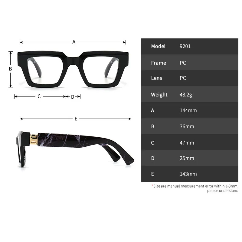 Fashion Square Dicken Rahmen Lesebrille Frauen Blau Licht Blockieren Presbyopie Brillen Für Männer Komfortable Computer Gläser – Detail 8
