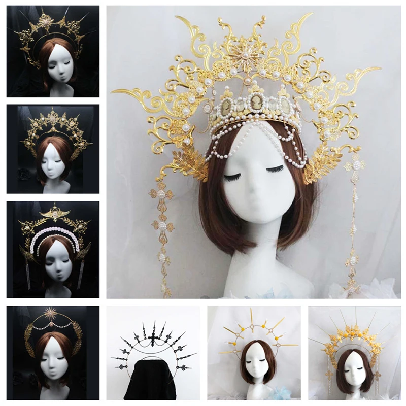 

Gothic Lolita Virgin Halo Crown Baroque Tiara Crown Headband Vintage Sun Goddess Headpiece Diy Tiara Crown Making Kit