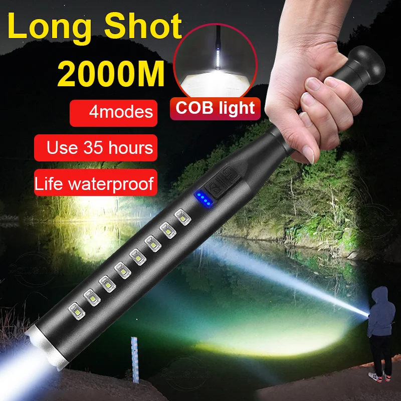 Baseball Bat Rechargeable LED Flashlight Super Bright Self Defense Lantern for Camping Mace Light Tactical Baton Emergency Torch
