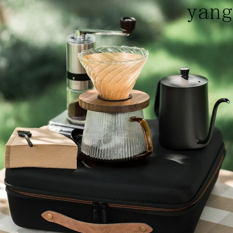 

LMM Portable Outdoor Travel Camping Hand-brewed Coffee Set Gift Box, Bean Grinder Hand-brewed Pot