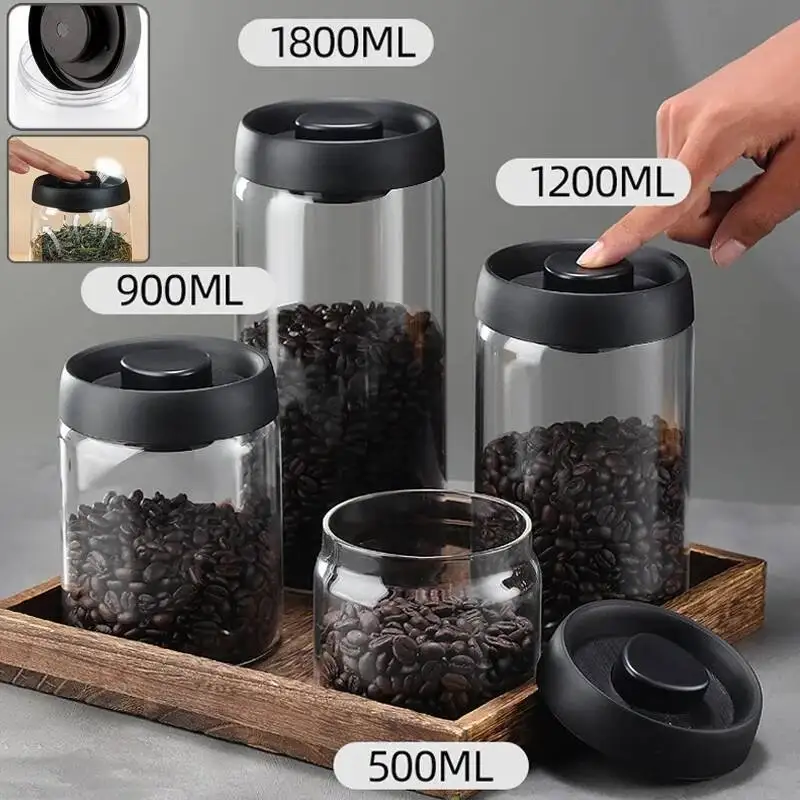 

Coffee Beans Glass Sea Tank Manual Pumping Moisture-Proof Transparent Vacuum Seal Jars Food Container