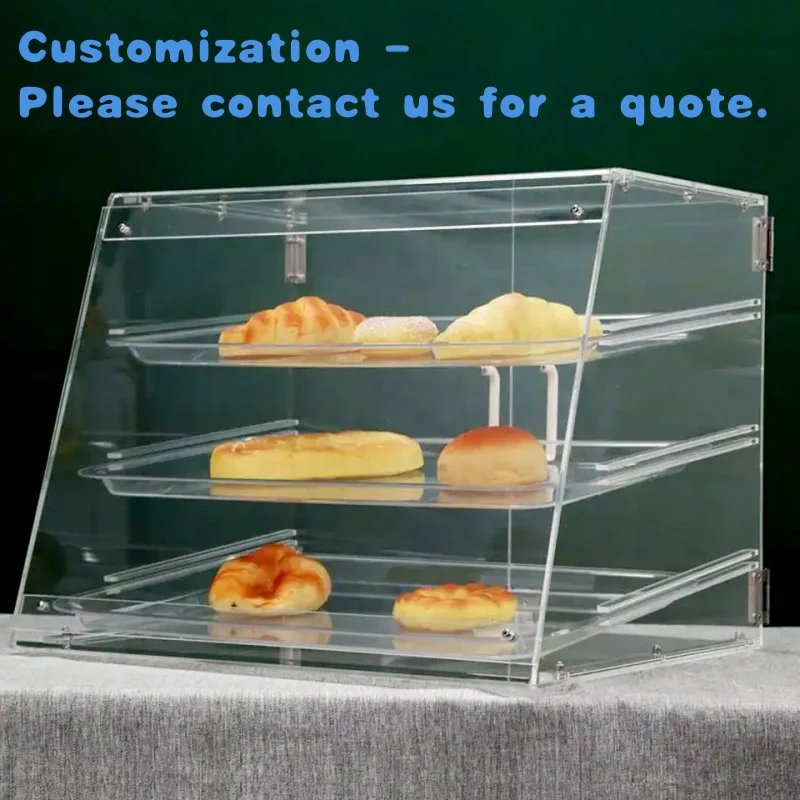 

custom.China Factory Countertop Acrylic Counter Food Cupcake Bakery Display Cabinet With 3 Shelves Retail Store