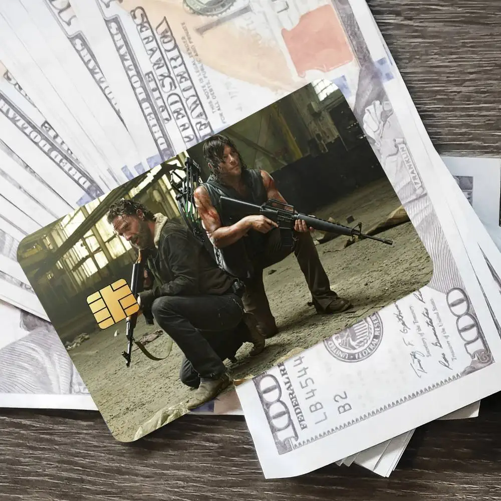 ملصق فيلم The Walking Dead داريل ديكسون غطاء جلدي الائتمان ملصقات بطاقات 4 قطعة تمرير حافلة السينمائي الديكور الأمامي خصم البنك