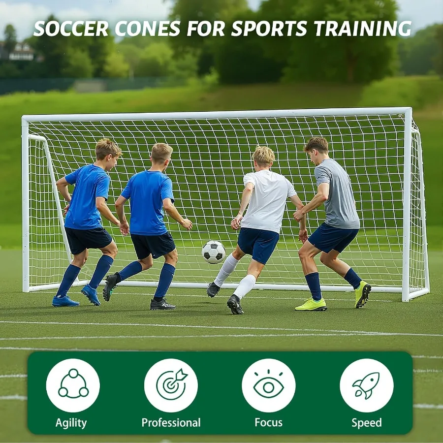 Portería de fútbol para práctica en el patio trasero y en interiores y exteriores Portería de fútbol de metal duradera en varios tamaños 12x6FT 16x7FT 10x6FT 8x6FT 6