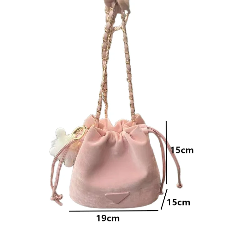 Borse a tracolla da donna in pelle rosa di alta qualità borse a secchiello femminili con coulisse versatili borse a tracolla a catena semplice borsa