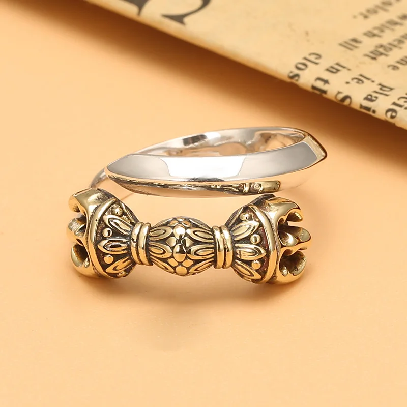 

Sword ring open ring men's Thai silver inlaid copper personality cool all-match s925 sterling silver creative design