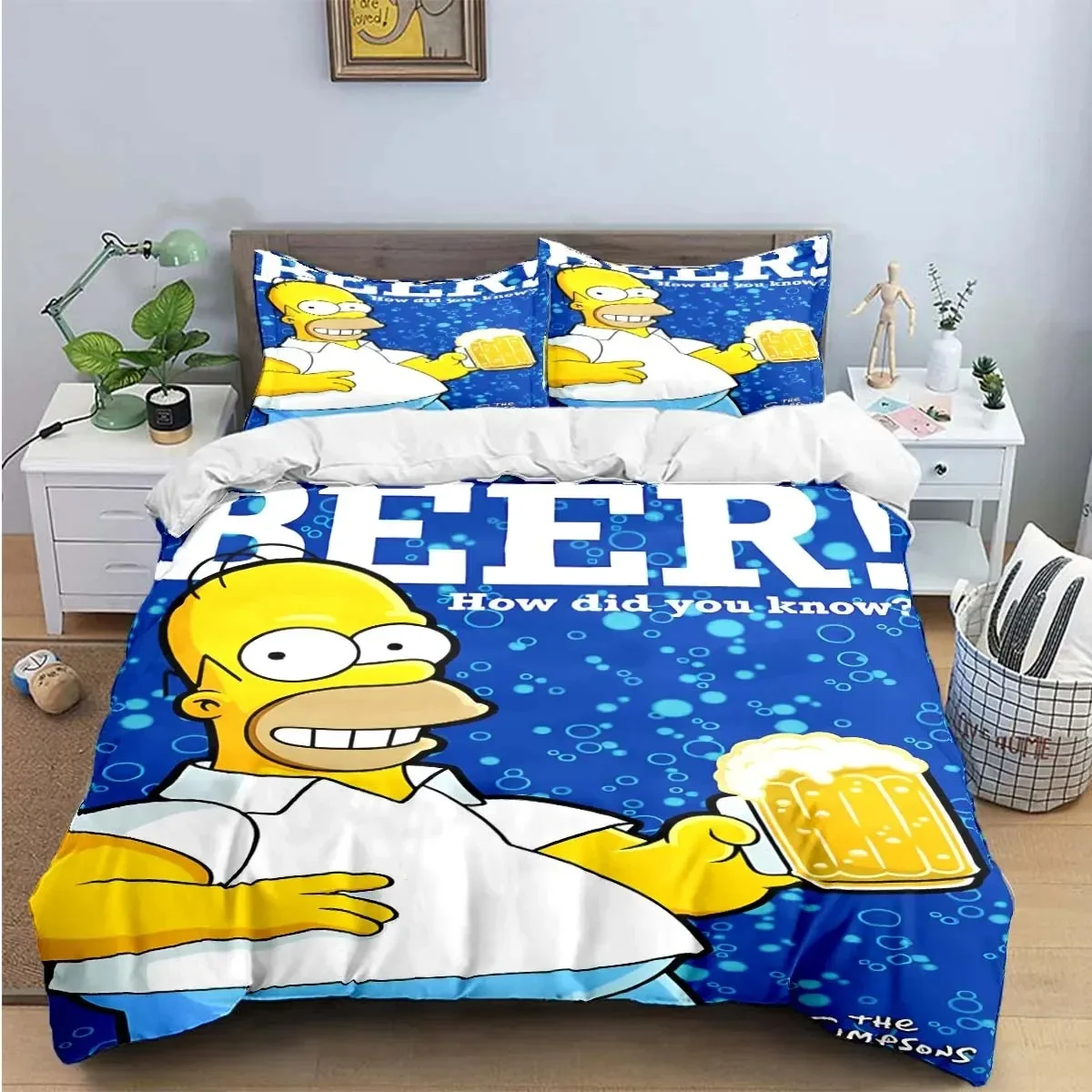 WooHoo Simpson Bedding Set,The Simpsons Duvet Cover,Anime Bart Simpsons Quilt Covers Bedroom for Children Gift