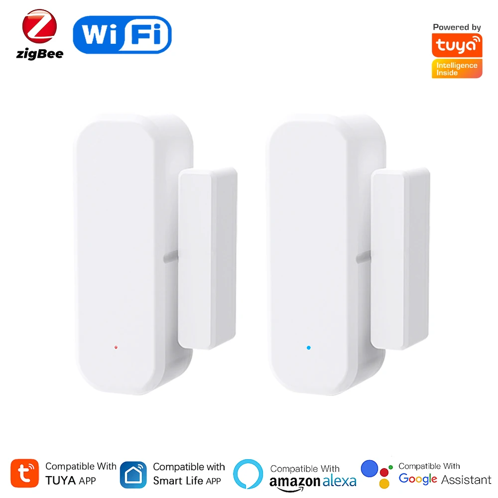 Tuya WiFi/Zigbee Smart Door And Window Sensor Magnetic Security Alarm Smartlife APP Remote Monitor Works With Alexa Google Home