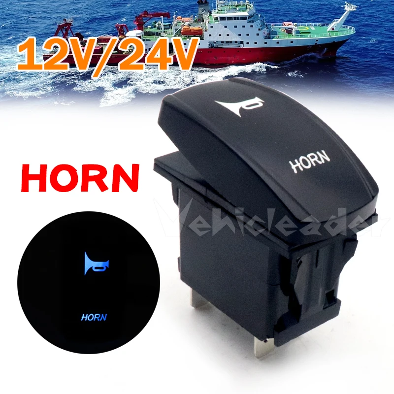 Universal 12V 24V LED Light Bar Toggle Rocker Switch SPST ON-OFF 5 Pin Blue for Car Boat Truck HORN