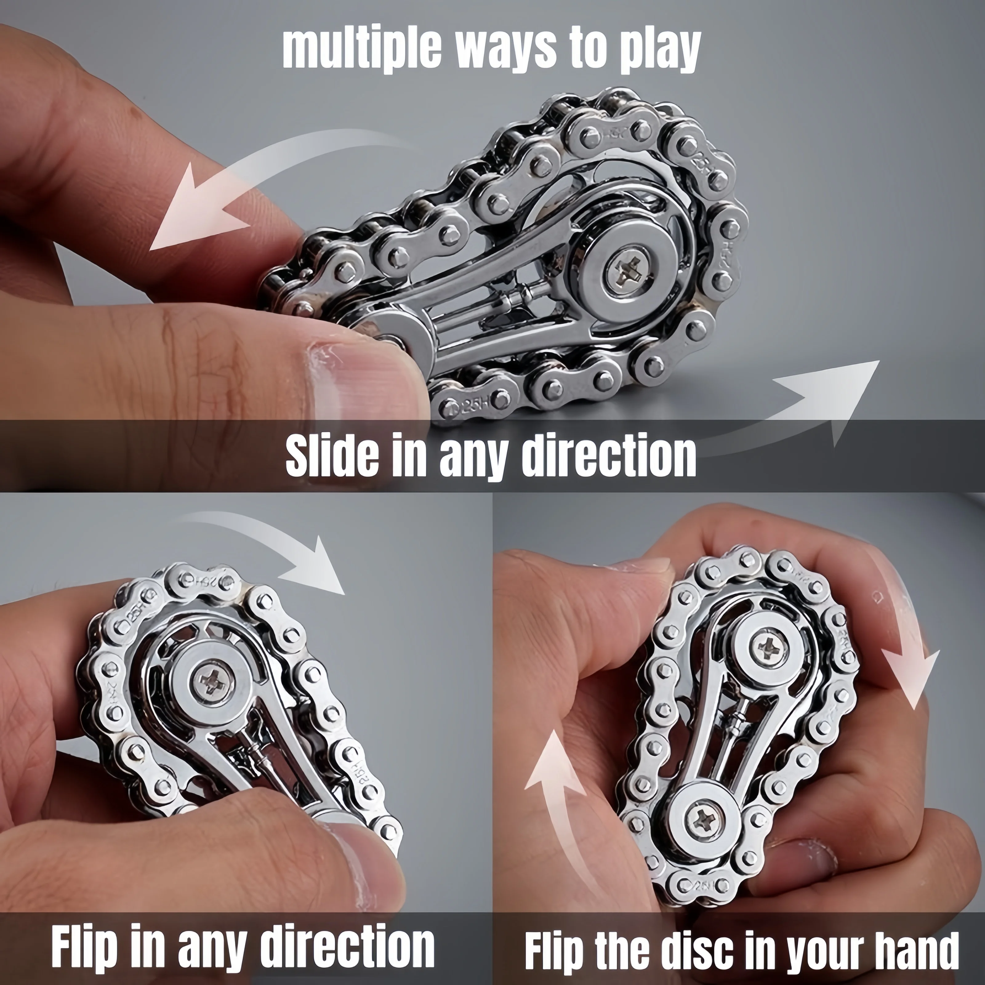 Metal Sprockets Flywheel Gear Fingertip Gyro Fidgeting Spinner Antistress Anxiety Bike Chains Spinner Fidget Toys for Adult Kids