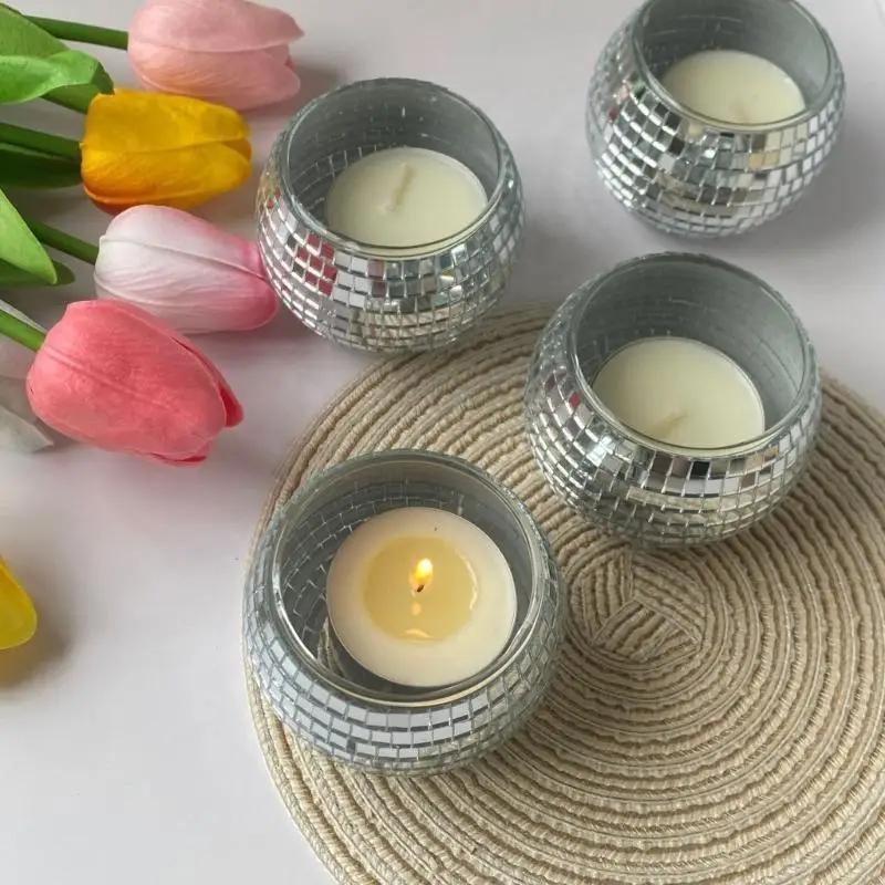 Round Ball Tealights Holders Mirrored Votive Jar Decorative Candlesticks Centerpieces Wedding Decorations X3UC