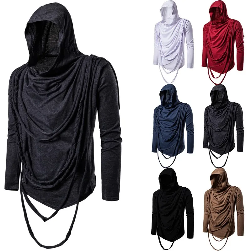 Autumn Trend Long Sleeve Hooded Pullover Pile Collar Hip Hop Long Sleeve T-Shirt Base