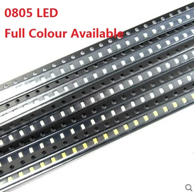 Bezpłatny statek 100PCS 0805 Dioda elektroluminescencyjna SMD LED Koralik Czerwony Żółty Zielony Biały Niebieski Pomarańczowy Fioletowy Ciepły Biały Wysoka Jasność Jakość