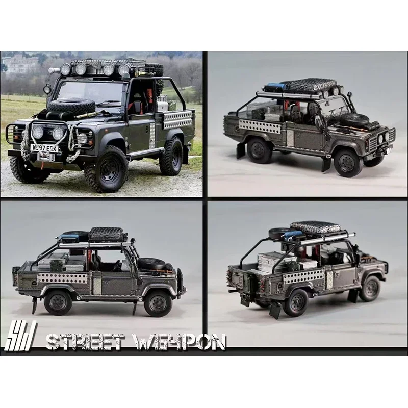 **Pre Sale** SW 1:64 Defender Pick Up Silver Many Attachments Diecast Car Model Collection Miniature Toys Street Weapon