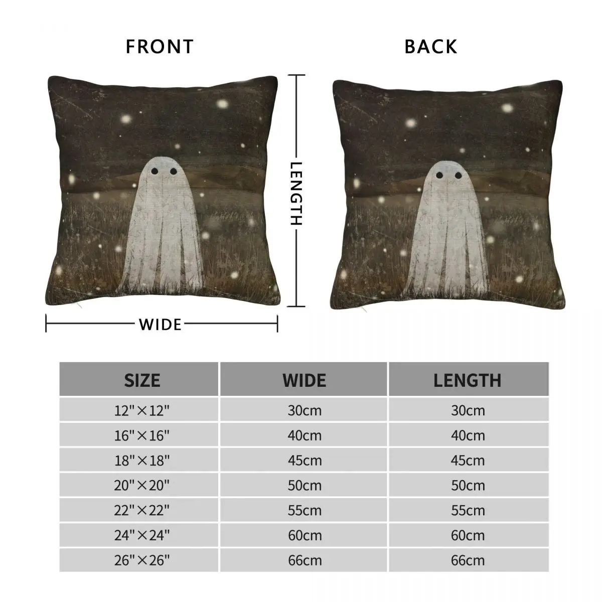 Fireflies Ghost Square Pillowcase Polyester Linen Velvet Printed Zip Decor Pillow Case Bed Cushion Cover 18