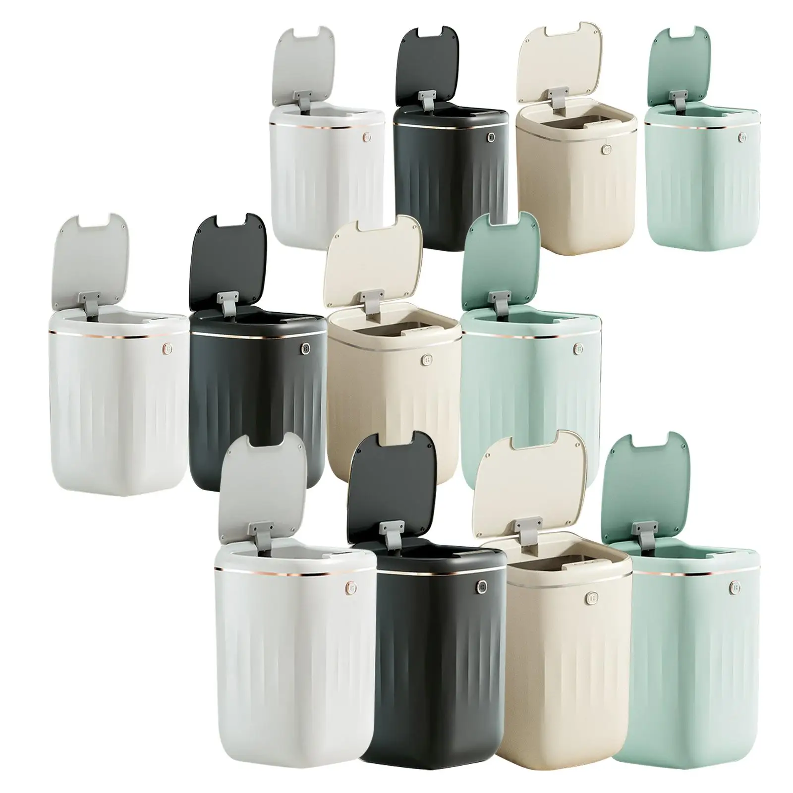 Bathroom Trash Can Touchless Waterproof Rubbish Bin Quiet with Lids Bedroom