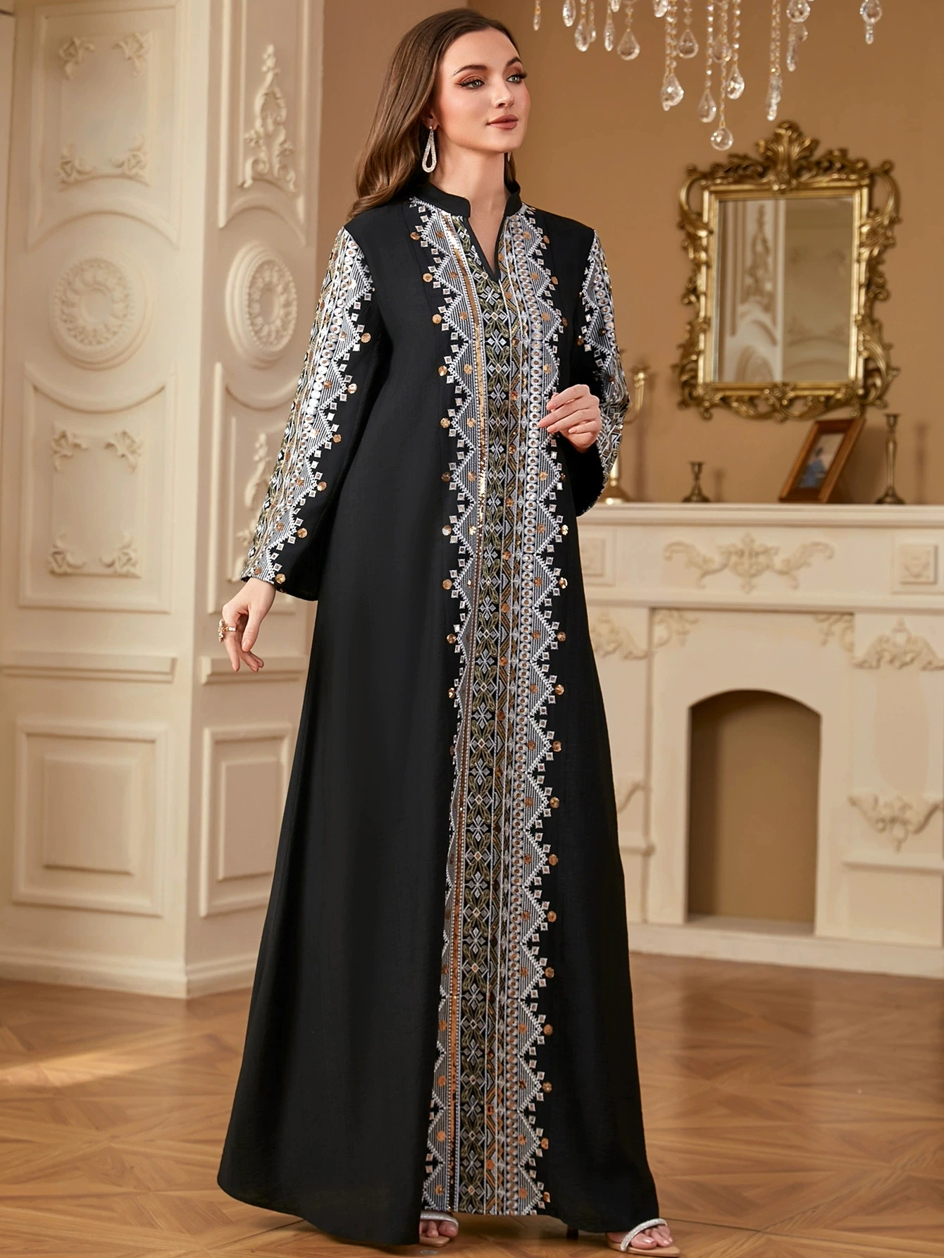 الشرق الأوسط دبي أزياء رمضان الإسلامية للنساء رداء عربي جديد مطرز ثقيل الربط أزياء إسلامية