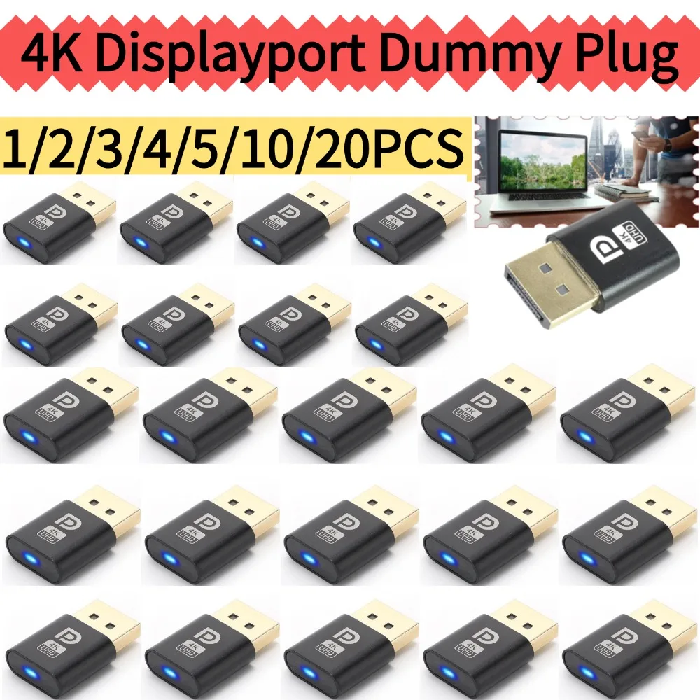 20PCS 4K Displayport Dummy Plug DP Virtual Display Adapter - EDID Headless Emulator - Ghost Plug for PC - Desktop Accessories