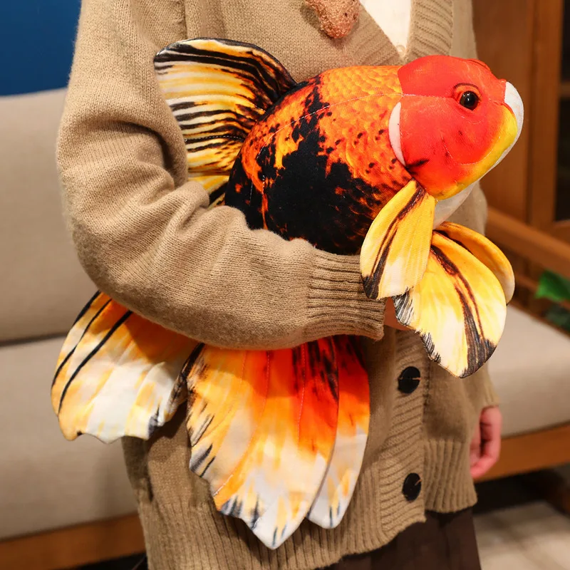 

50cm Simulation Golden Fish Plush Pillow Stuffed Colorful Yellow Ocean Animal Cushion Home Decoration Gift