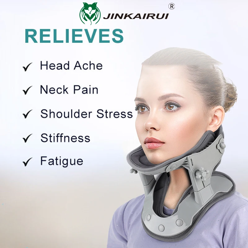 

Adjustable Neck Traction Device Cervical Spine Stretching Massager with Heat Therapy Relief for Neck Pain And Stiffness