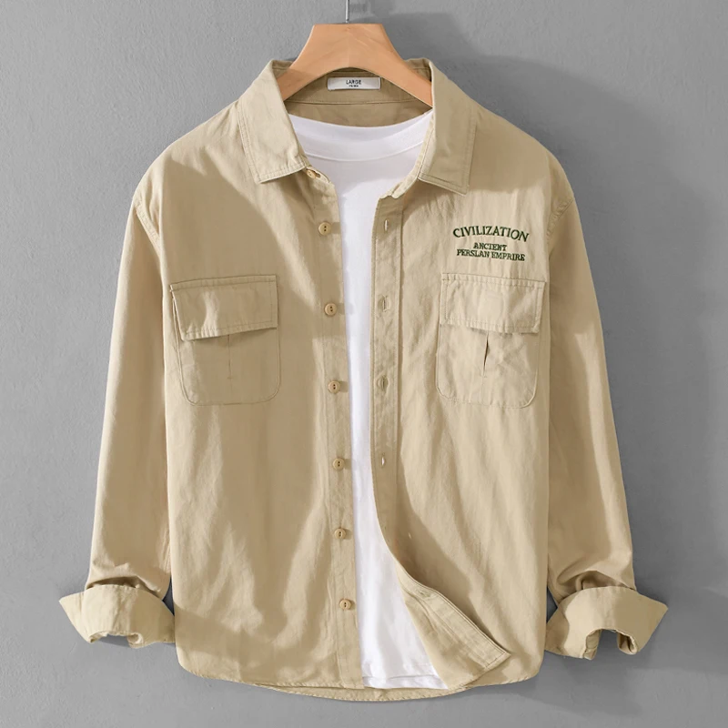 

Loose Casual Men's Long Sve irt Spring Autumn Trendy Workwear Jaet Outerwear Comfortable Fit Classic Sle Youthful
