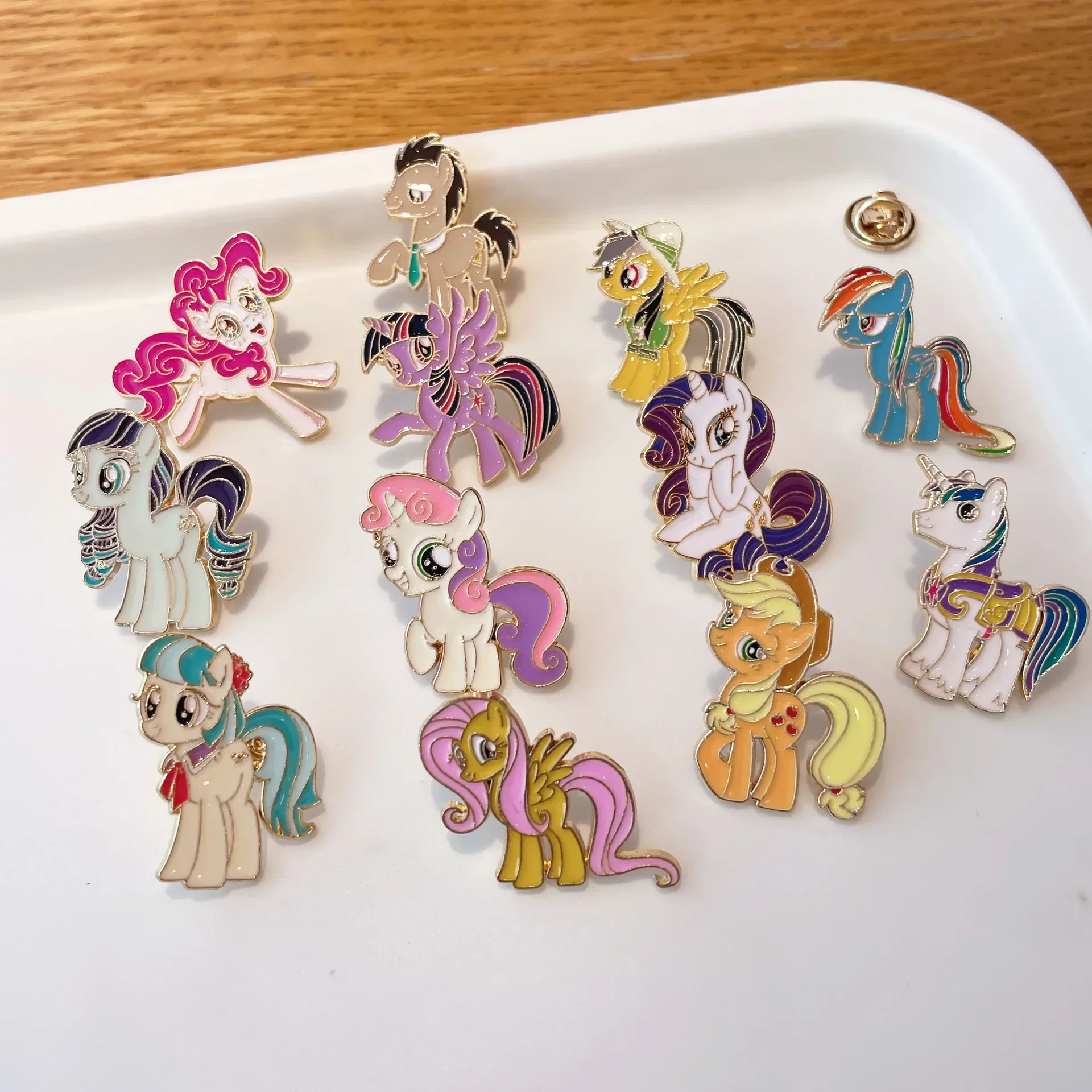 1Set My Little Pony Brooches Flawed Enamel Pins Anime Lapel Badge Brooch for Jewelry Accessory Children Gifts Brooches for Women