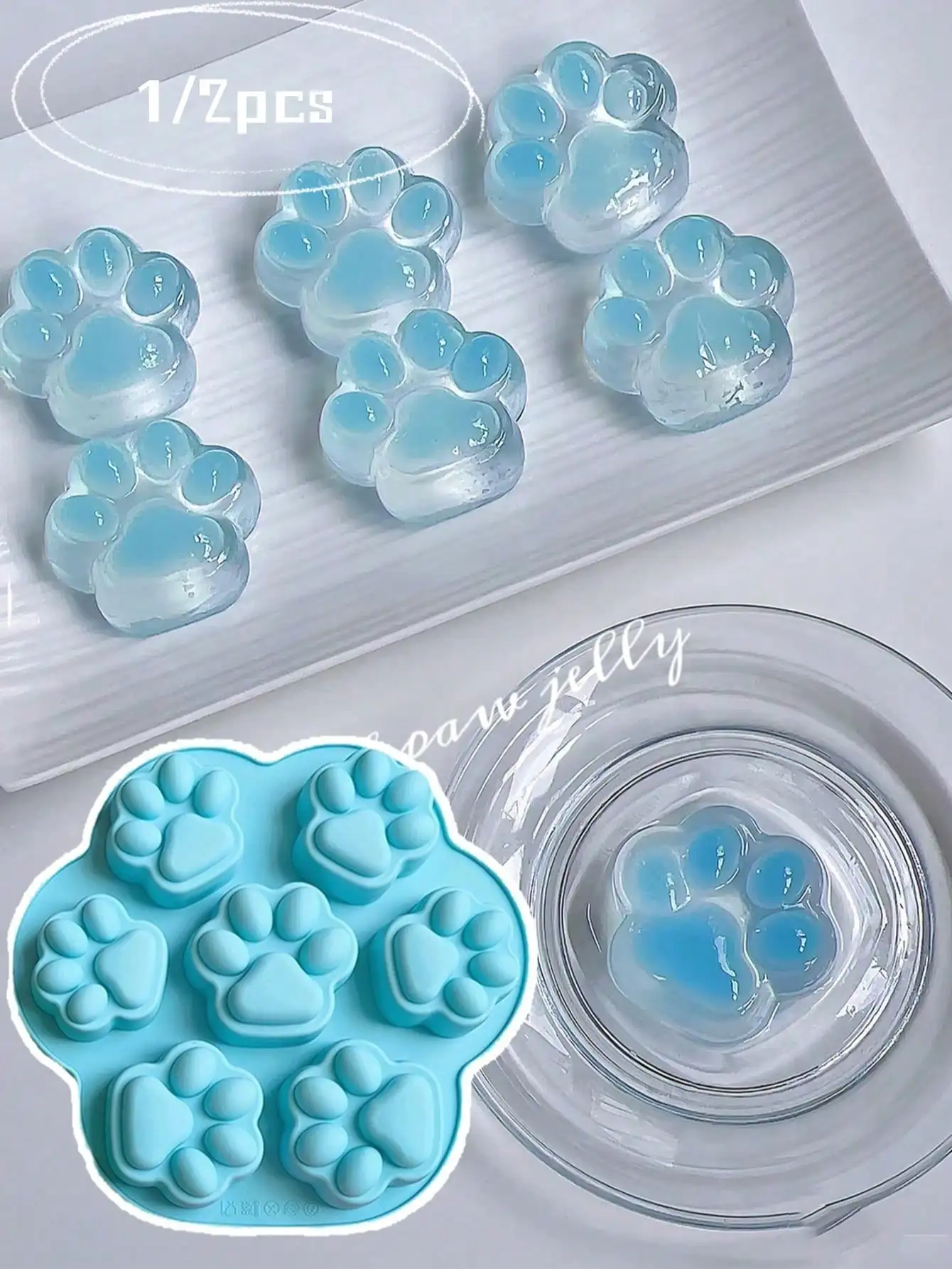 1/2 Pack Cat Paw Ice Cube Mold Silicone Versatile for Melting Wax Pieces Butterfly Chocolate Mold And Sugar Candy Crafting