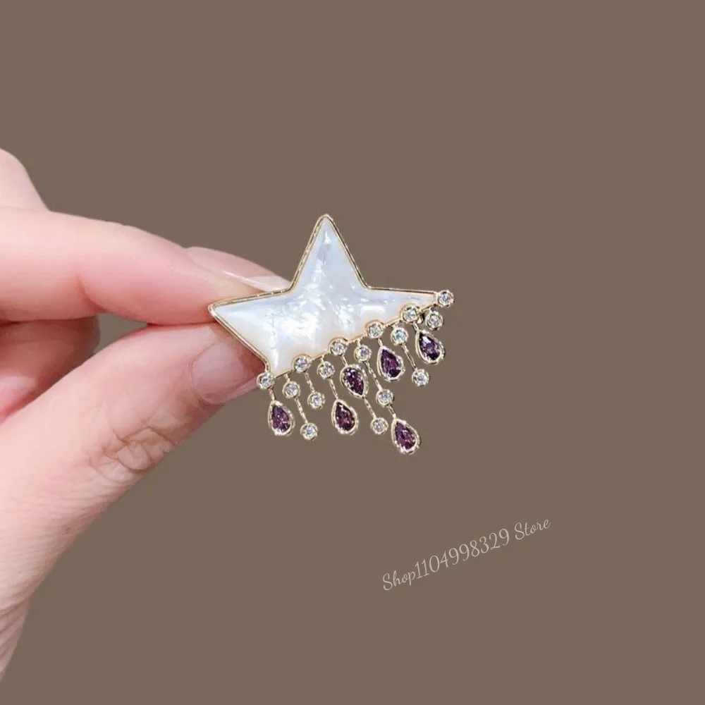 Exquisite Star Rhinestone Brooch for Women Jewelry Fashion Clothes Accessories Vintage Pin Party Gift Jewelry Accessories